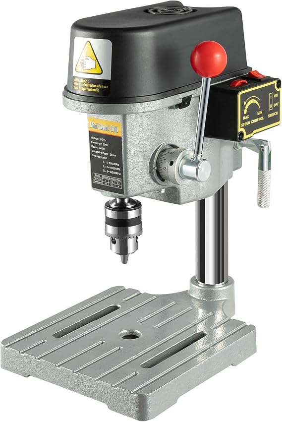 340W Electric Bench Top Drill Press Bench Drill Drilling Machine Electric Mini Drill Press Stand for Metals, Wood, Plastic, Aluminum Plate (340W)