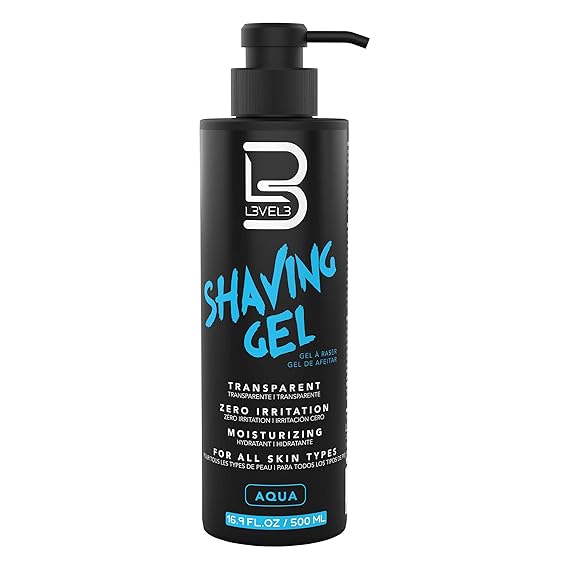 L3 Level 3 Clear Shaving Gel for Men, Non-Foaming, Aqua, 16.9 fl oz