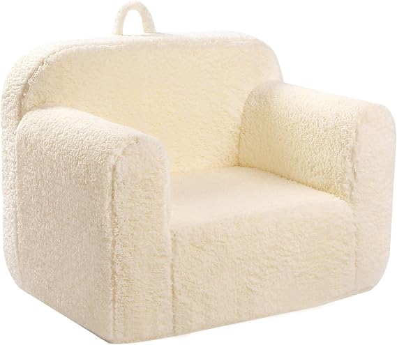 MOMCAYWEX Kids Snuggly-Soft Sherpa Chair, Comfy Sofa Chair, Cream