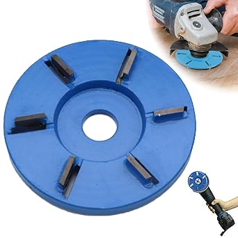 6 Teeth Wood Carving Disc,6 Teeth Stump Grinder Blade Tools,Stump Remover Angle Grinder Wood Carving Discs for Angle Grinder (Flat Blade-22mm Inner Diameter)