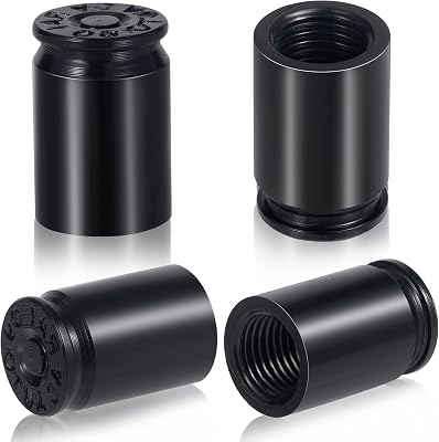 4PCS Black Bullet Shaped Valve Stem Caps, Aluminum Alloy Universal Dustproof Tire Valve Stem Covers for Cars, SUV, Trucks, Bike, Motorcycle
