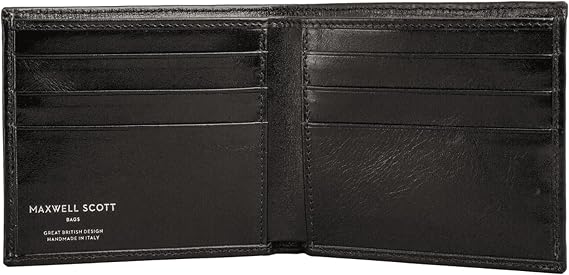Maxwell Scott - Personalized Mens Classic Luxury Leather Bifold Card Wallet Billfold - The Vittore - Black