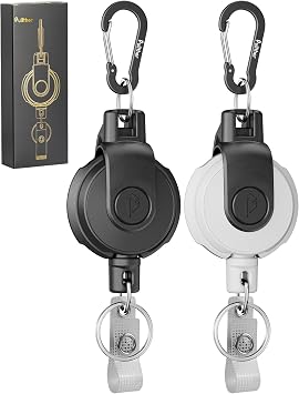 Retractable Keychain,Heavy Duty Carabiner Badge Holder, ID Badge Reel Key Chain with 31,8.8 OZ