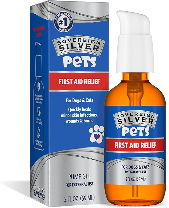 Sovereign Silver Pets, First Aid Gel, Argentum Metallicum, 2 fl oz (59mL) | Topical Skin Care Gel to Soothe Minor Skin Irritations and Hot Spots for Dogs and Cats with Pump