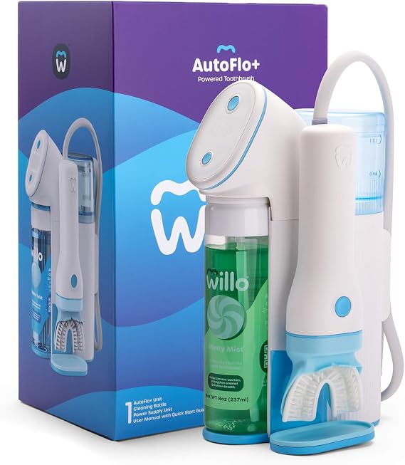 Willo Fully Automatic Kids U-Shaped Electric Toothbrush - 2 Brushing Timers, Deep-Cleans, Technique Free - Minty, Fluoride and Dye-Free (Large - Kids Ages 12+ Years)