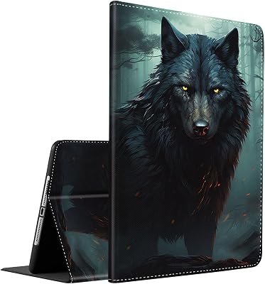Case for iPad 10.2 9th  8th  7th Generation 202120202019 Model 10.2 Inch, iPad Air 3 Case10.5 Inch Pro, Multi-Angle Smart Stand Cover Auto SleepWake, Black Wolf