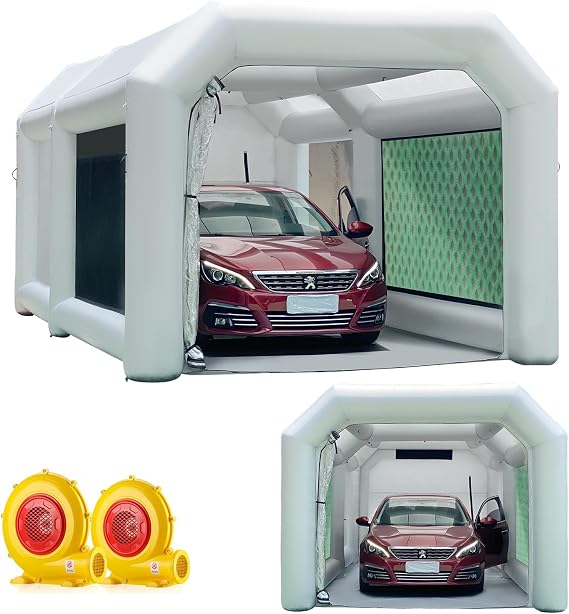 WARSUN 20x11.5x9Ft Inflatable Paint Booth with Oversized & Double Filters, More Durable Inflatable Paint Spray Booth with 750W and 480W Blowers Portable Paint Booth Tent for Auto Parts