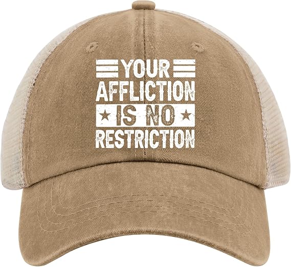 Your Affliction is No Restriction Distressed Baseball Cap for Men 90s Washed Denim Adjustable Hat(s)