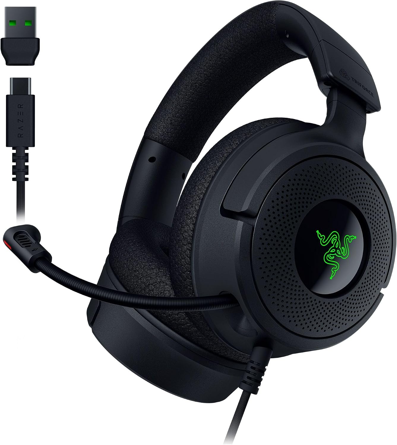 Razer Kraken V4 X Wired Gaming Headset: 40mm Driver - Cardioid Microphone - Memory Foam Cushion - Chroma RGB Lighting - Type C & Type A Cable - For PC, Mac, PS5, Nintendo Switch, Steam Deck,