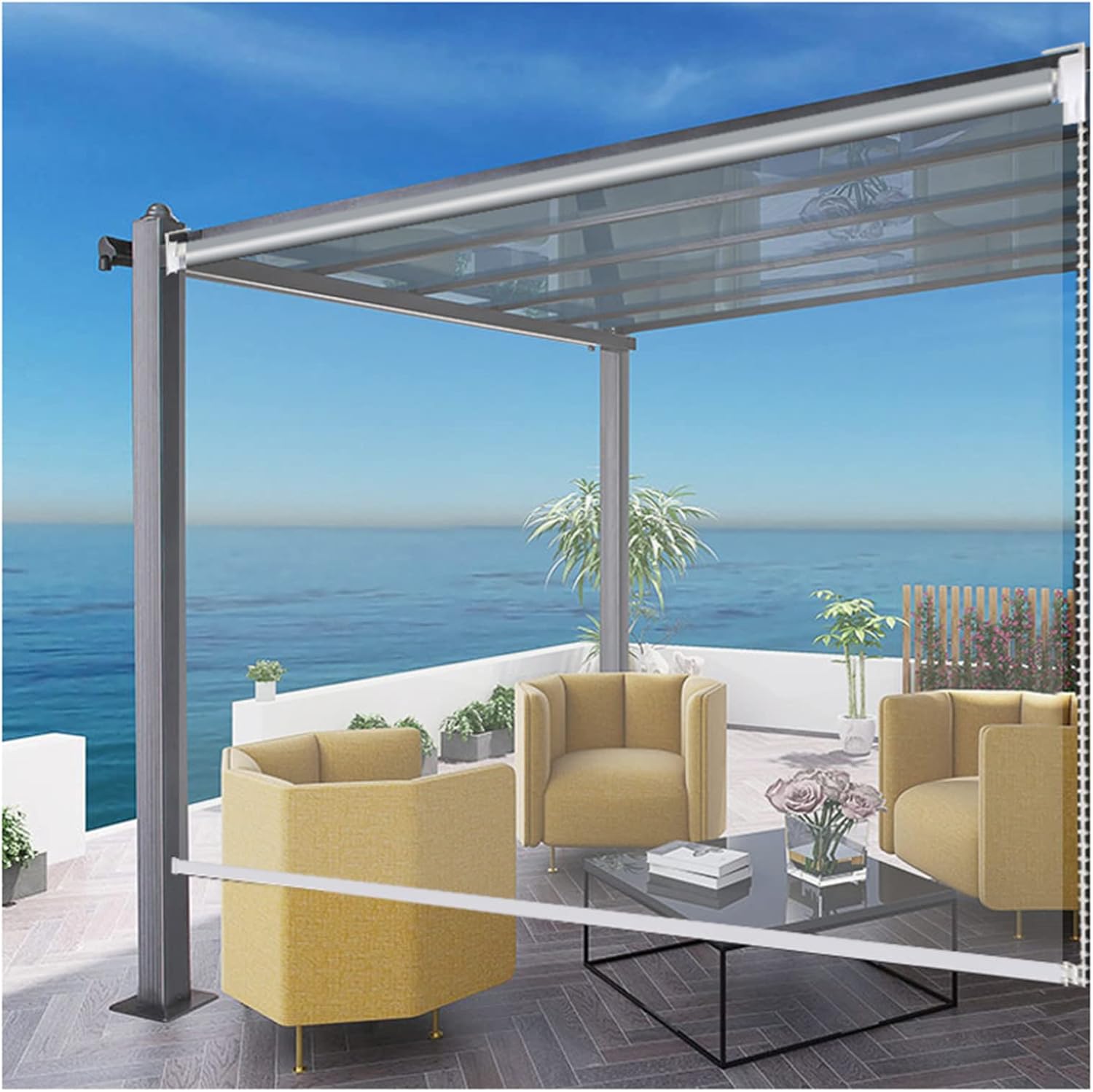 Clear Roller Blinds,Clear Waterproof Roll Up Blinds,Waterproof Rainproof Roller Window Shades,Clear PVC Plastic Roller Blinds,Blinds for Outdoor Patio Hotel Office,75x200cm29.5x78.7in