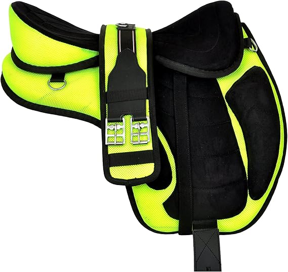 Green All Purpose Synthetic Treeless Freemax English Horse Saddle with Stirrups Girth