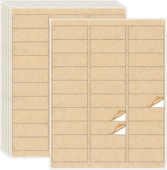 NATURALABEL Kraft Labels for Laser & Inkjet Printers, 1"x2-5/8", 30 Sheets