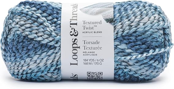 Loops & Threads Textured Twist Yarn - Yarn for Knitting, Crochet, Weaving, and Arts & Crafts - Blue Yonder, Acrylic Blend, 6 oz