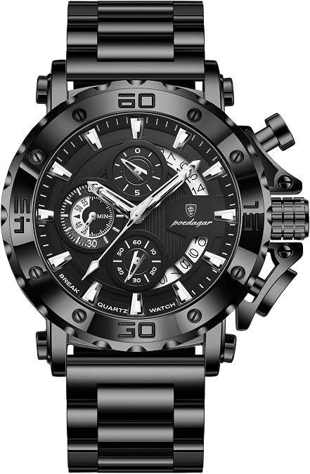 Poedagar Luxury Watch for Men Calendar Luminous Waterproof Business Man Clock Male Chronograph Stainless Steel Men's Quartz Watches