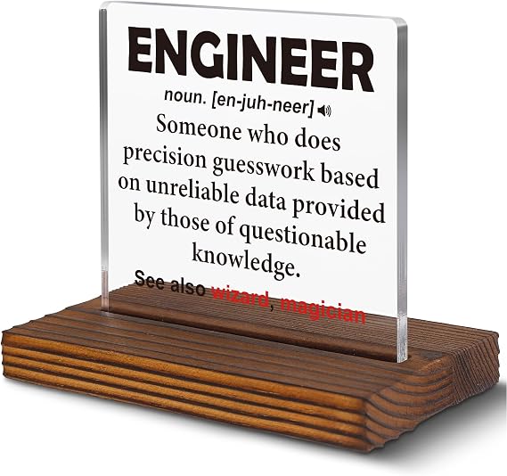 Engineer Gift Clear Desk Decor Signs, Appreciation Gifts for Electrical Engineer Grad Engineering Student Fathers Day Husband Nerdy, Thank You Gifts for Engineer Office Decor Plaque EC141