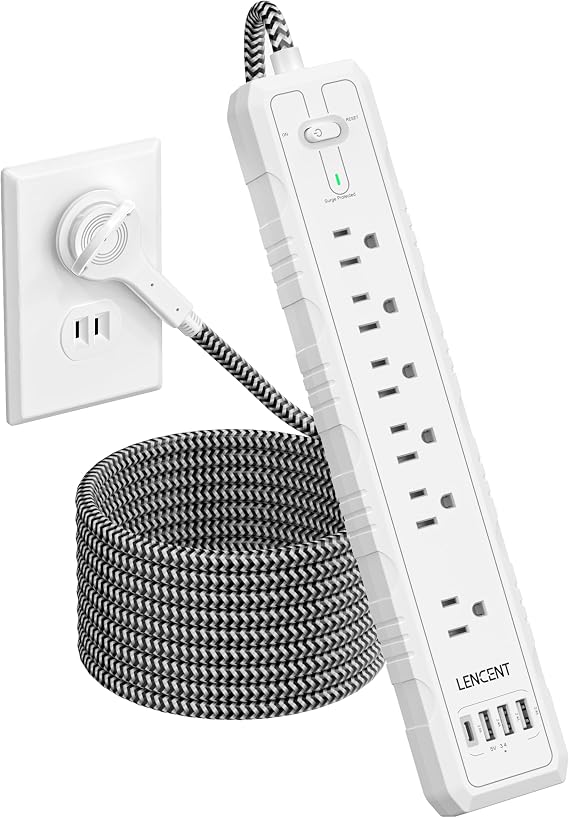 2 Prong to 3 Prong Outlet Adapter, LENCENT 2 Prong Power Strip
