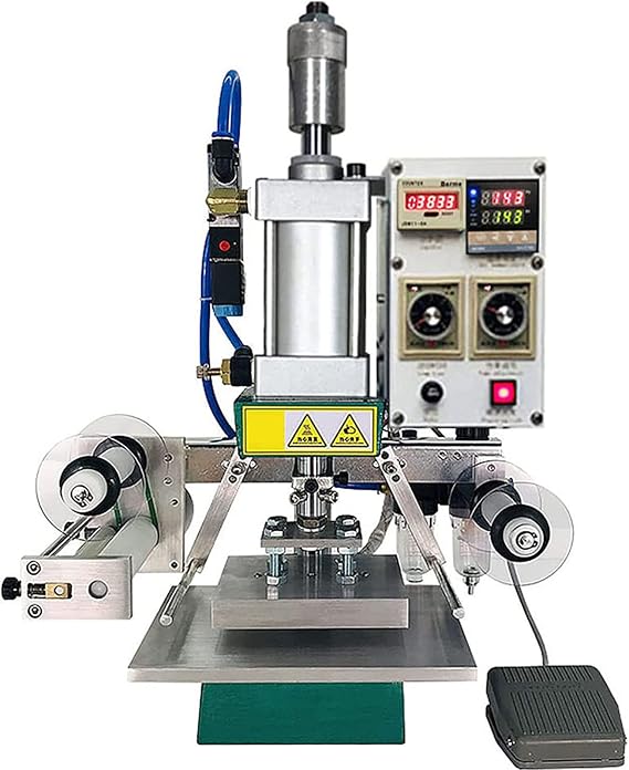 Hot Foil Stamping Machine,500W Pneumatic Hot Foil Stamping Machine with Scale and Positioning Slider Leather Bronzing Pressure Mark Machine, Leather PVC Press Digital Leather PVC P