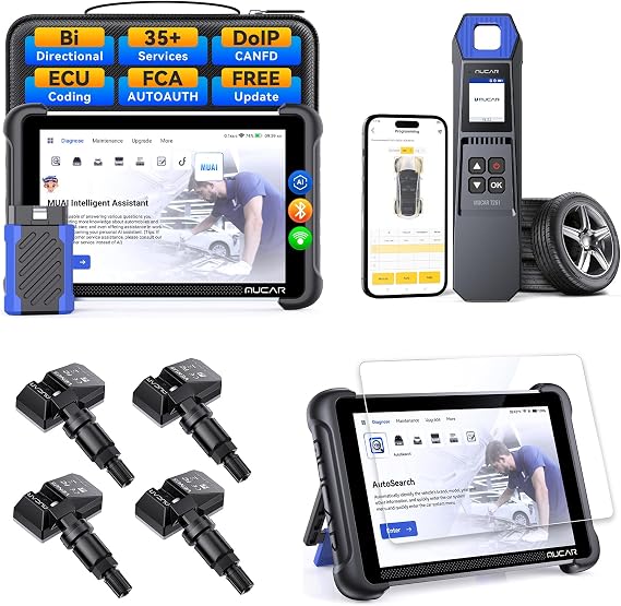 MUCAR 892BT OBD2 Scanner +T261 TPMS Programming Tool +VENU5 Tire Pressure Sensor +Tempered Glass Screen Protector