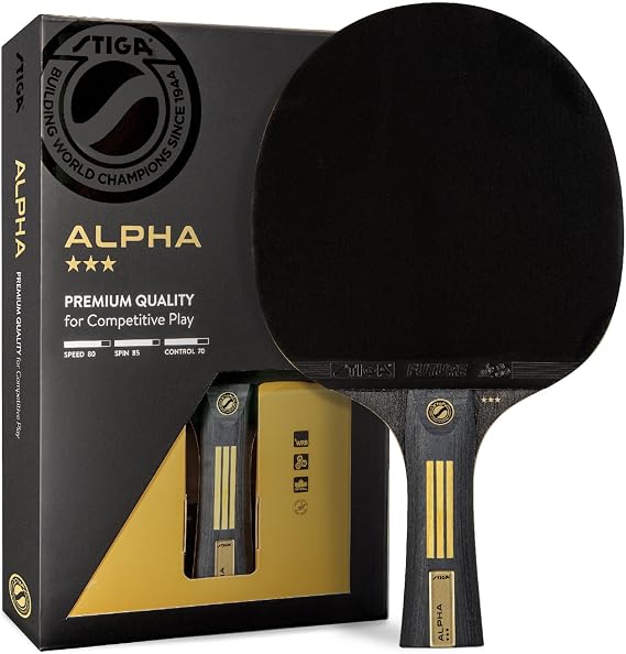 STIGA Bullet Ping Pong Paddle 5-ply Extra Light Blade 2mm Premium Sponge Flared Handle for Masterful Grip Performance Table Tennis Racket for Competitive Play