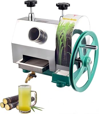 Commercial Manual Sugar Cane Juicer, 3 Rollers Stainless Steel Sugar Cane Juice Press Machine, 110Lbs Output Capacity per Hour Sugarcane with 2.5 Large Inlet Extractor for Homes and Shops