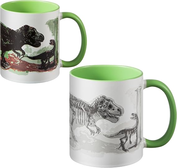 Heat-Activated Dinosaur Color Changing Mug 11oz - Watch Dinosaurs Vanish! Coffee Cup Turns T-Rex to Fossils with Hot Liquid, Funny Science Gift
