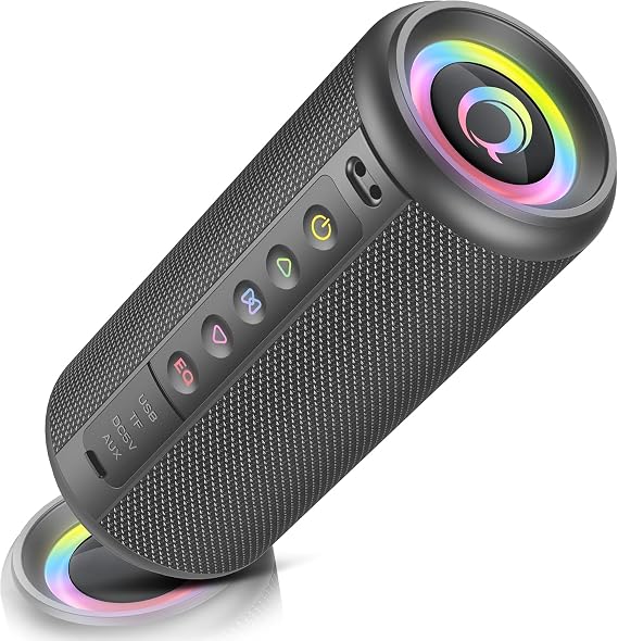 Portable Bluetooth Speaker, 2026 Bluetooth 5.4 Wireless Speaker with 20W HD Loud Stereo Sound, 20H Playtime, LED Lights, IP7, TWS Pairing, Built-in Mic, for Outdoor, Home, Beach, Party, Gift