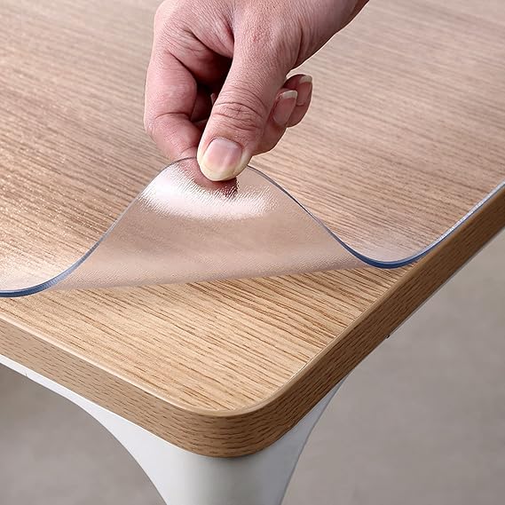 Table Protector PVC Table Cover,Frosted Glass Soft Cloth,2mm Transparent Tablecloth,Wipe Clean Coffee Table Mat,Waterproof,Heat Resistant,Rectangular,100100cm/39.439.4in