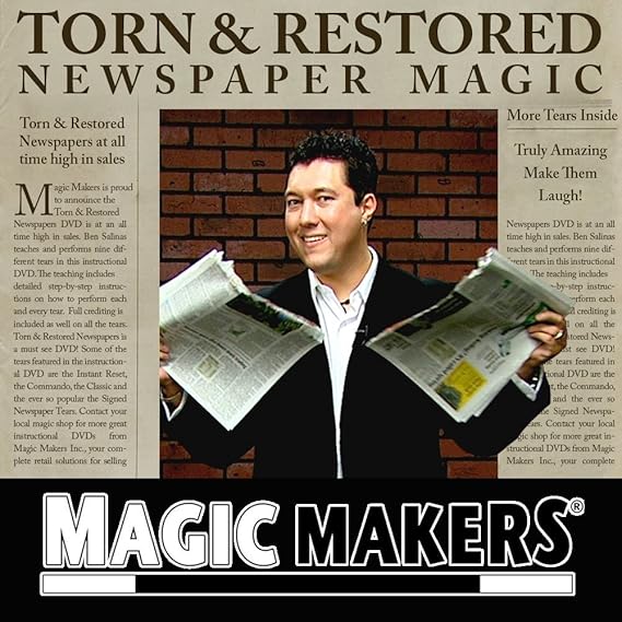 Torn & Restored Newspaper Illusion Magic Trick Instructional Guide with Magician Ben Salinas by Magic Makers - Learn 9 Methods