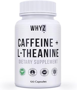 WHYZ Caffeine Pills with L-Theanine, 120 Capsules, Nootropic Stack Energy Pills, Energy Vitamins for Sustained Focus & Cognitive Function, L Theanine Caffeine Energy Supplements for Women & Men