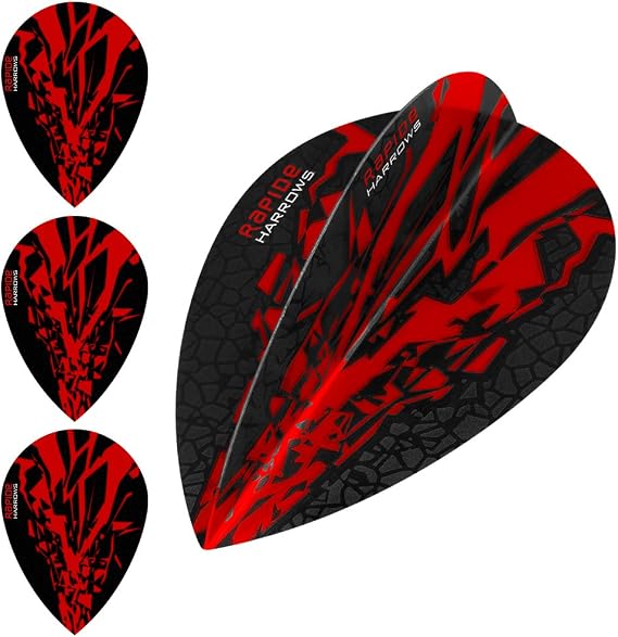 Harrows Rapide X Dart Flights - 100 Micron - Pear - 1 Set (3) (Red)