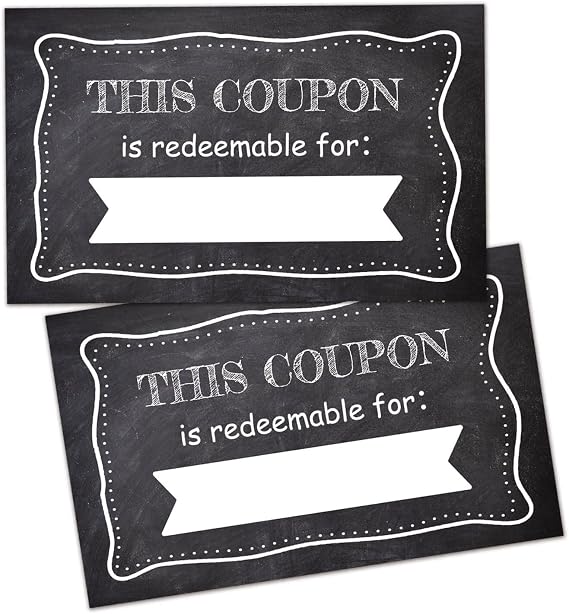 50 Coupon Cards, Chalk Blank Gift Certificates Redeem Vouchers for Business,Coupons for Mom, Wife,Husband, Business - Vouchers,Business Services Coupon to Offer Customer Rewards and Incentives