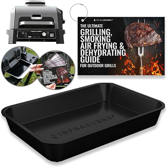 INFRAOVENS Drip Pan Liner for Ninja Woodfire Outdoor Grill OG701 OG751 Reusable Non Disposable Tray and Waterproof Cheat Sheet Cooking Guide Accessory for Wood Fire Grill Smoker 7-in-1 & Air Fryer