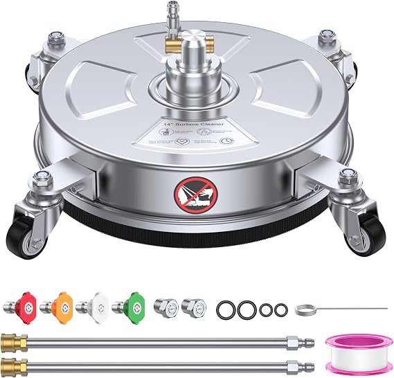 14" Pressure Washer Surface Cleaner 4500 PSI with 304 Stainless Steel