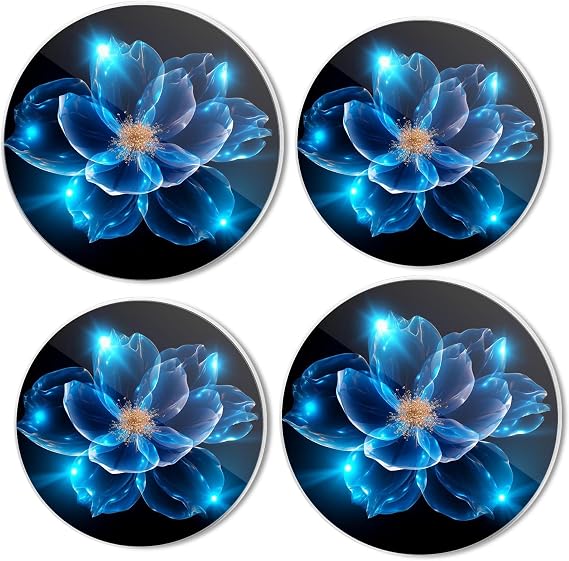 Gas Stove Burner Cover Set Of 4,Fantasy Galaxy Star Blue Flower Bloom Metal Stove Burner Covers,Electric Stove Burner Covers,Protecting Gas Stoves,Kitchen Decor,8 Inches And 10 Inches