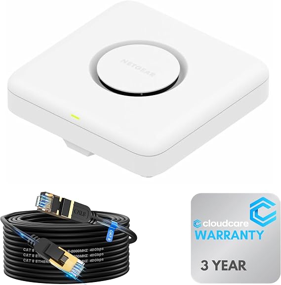 NETGEAR WBE750 Tri-Band WiFi 7 18.40 Gbps Access Point | 6 GHz | Ceiling and Wall Mount Included | Cloud Cares SupportPlus Included