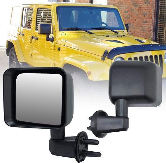 Left Driver Side Mirror Compatible with Jeep Wrangler JK 2007 2008 2009 2010 2011 2012 2013 2014 2015 2016 2017 Full Manual Non-Heated Door Rear View Replacement