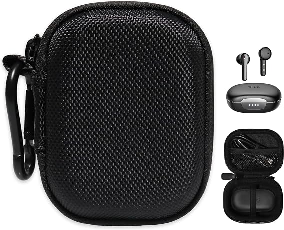 Alltravel True Wireless Earbuds Case Compatible with Tribit FlyBuds C2, C1, C1 Pro Wireless Earbuds, Tribit Earbuds, Bluetooth 5.2 Earbuds (Black)