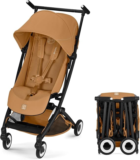 CYBEX Cinnamon Yellow JP2 Ultra Compact Stroller 2026 Lightweight, Carry-On for Travel, Going Out, Storage Original Reflector Band