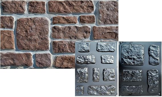 14 ABS Plastic Stone Molds for Concrete Wall Panels, Reusable DIY Set W16