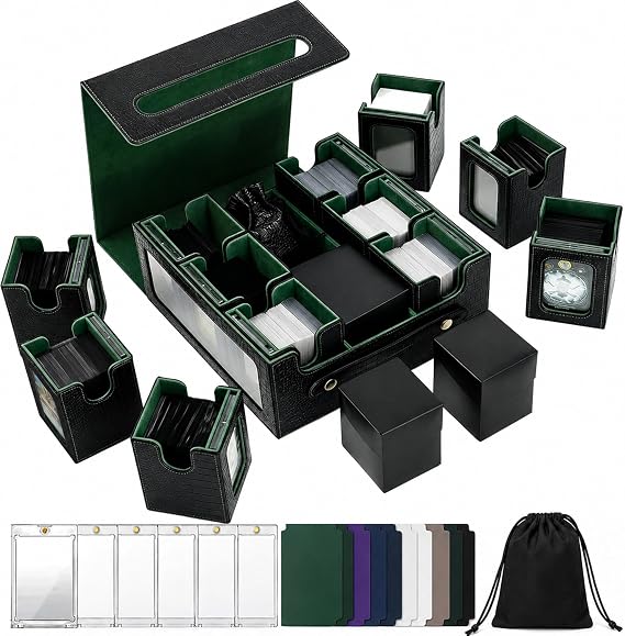 9-in-1 Portable MTG Deck Box, 8 Removable Commander Deck Boxes, 1000+ Cards | Built-in carrying handle for easy transport, 10 dividers, TCG & sports card storage, for Magic, YuGiOh and Gundam Card Game