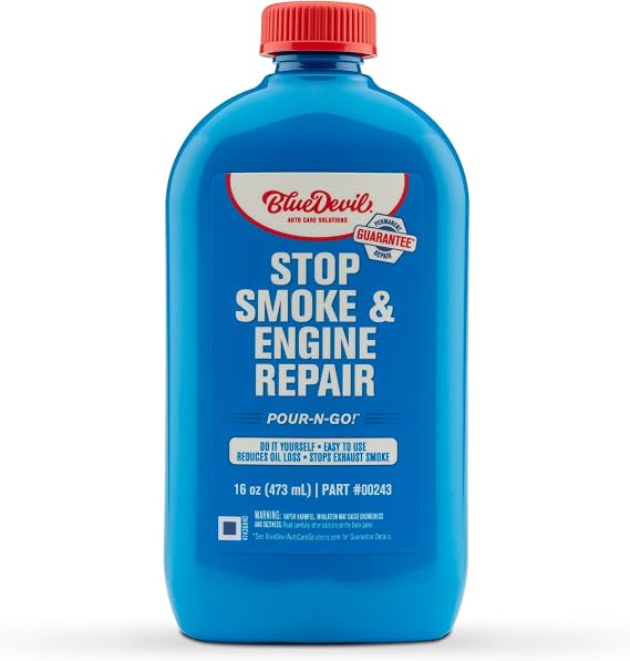 BlueDevil Products Stop Smoke & Engine Repair 16 oz | Reduces Exhaust Smoke & Restores Engine Compression | Works While You Drive