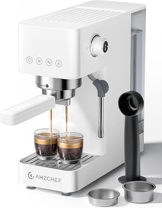 AMZCHEF Compact Espresso Machine 20 Bar, Americano, Latte & Cappuccino