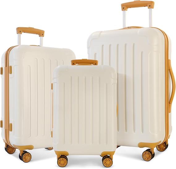 3-Piece Set Hardside Spinner, Brown White, One Size