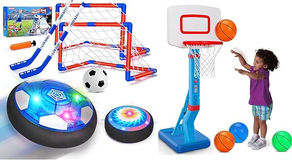Hover Soccer Ball & Toddler Basketball Hoop