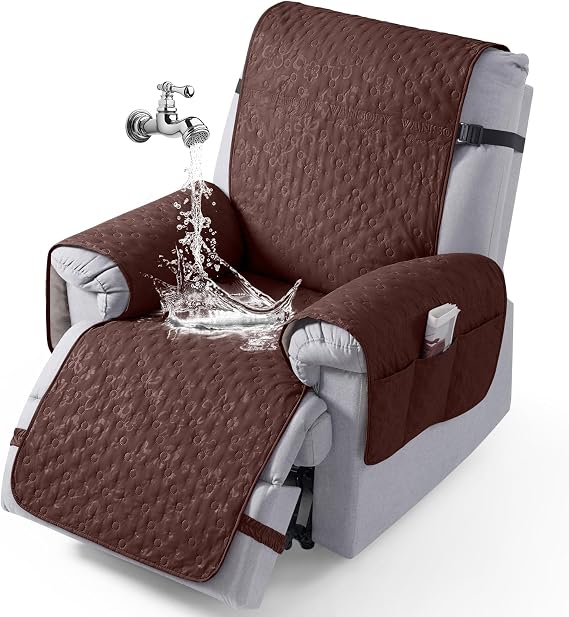 VANSOFY 100% Waterproof Recliner Chair Cover, Slipcover, Coffee, 30"