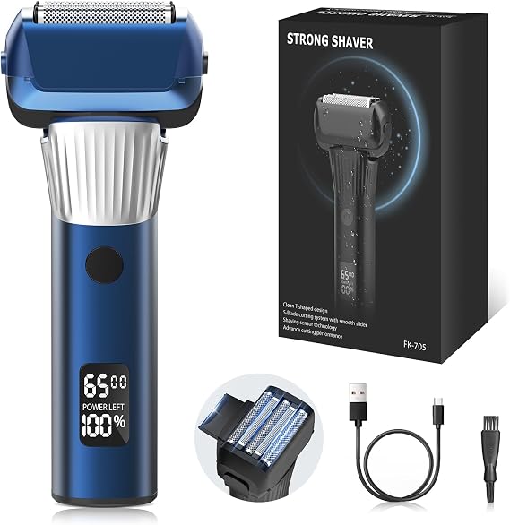Electric Razor for Men, 2-Speed 5-Blade Electric Shavers for Men Face | Cordless Rechargeable, Mens Foil Shaver Shaving Machine Wet Dry Men's Travel Razors for Man Close Shaving Face as Gift, Blue