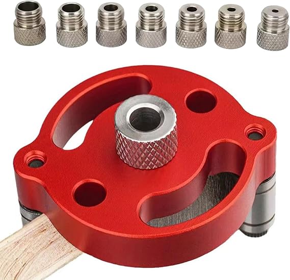 Self Centering Doweling Jig, Dowel Drill Guide 3/4/5/6/7/8/9/10mm Handheld Drill Guide for Straight Holes Wood Panel Hole Puncher Locator Center Finder Woodworking Joints Tool