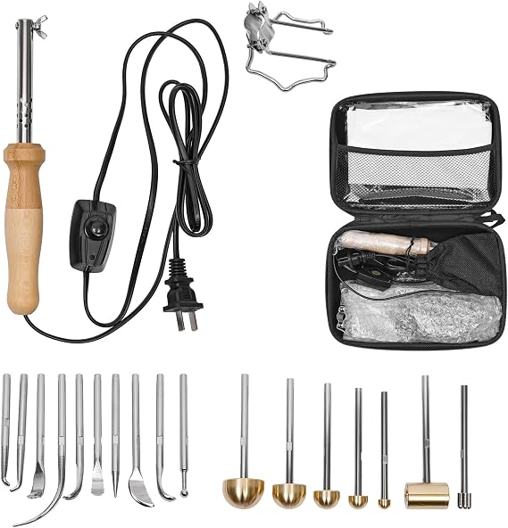 110V Electric Fabric Flower Maker with 17 Heads, 140-572F Temperature Adjustable, Artificial Flower Ironing Machine, DIY Fake Flower Making Tool Set
