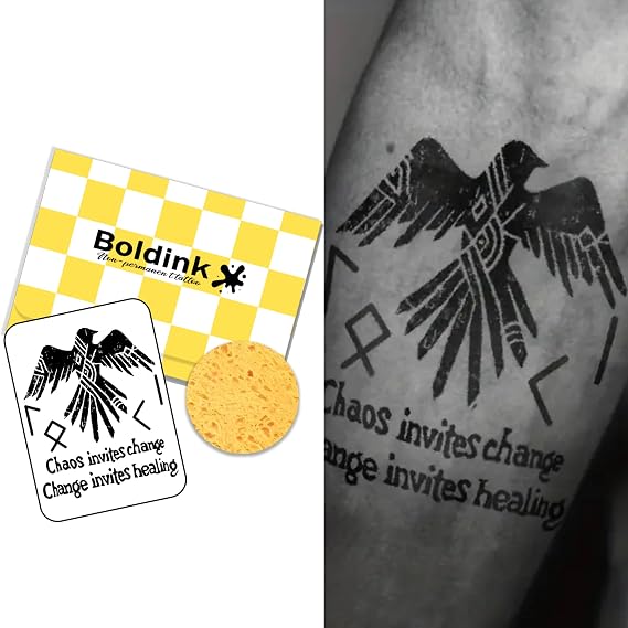 Raven Temporary Tattoos for Hand Arm Viking Symbol Semi Permanent Tattoo