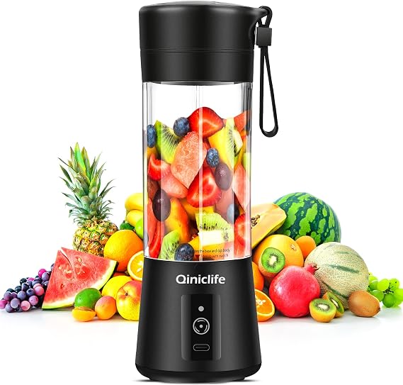 Portable Blender,Travel Blender,Mini Blender,Personal Blender for Shakes and Smoothies with 6 Blades,Baby Food,Fruit Juice for Great Mixing (Black)